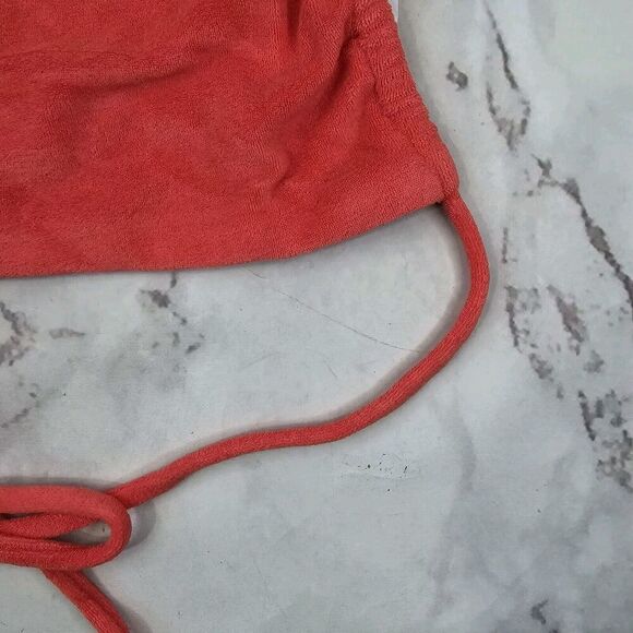J Crew Swim Top 3X Coral Pink Terry Bandeau Bikini Tie Back String BK549 - Picture 3 of 9
